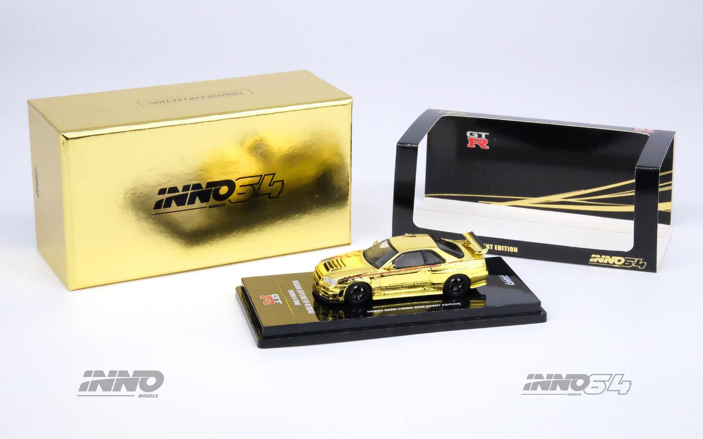 Inno64 1:64 2023 Hobby Expo China Event Exclusive - Nissan Skyline GT-R R34 Nismo R-Tune - Chrome Set Of 3