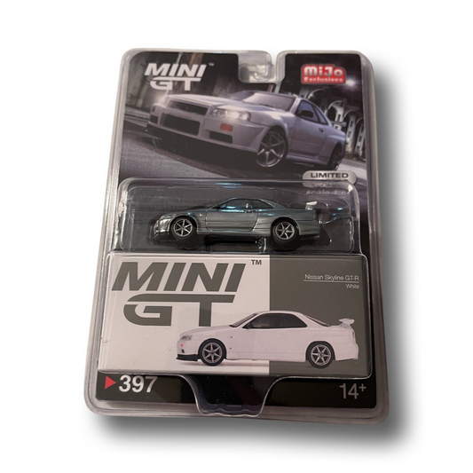 MiniGT 1:64 Nissan Skyline GT-R (R34) V-Spec N1 White - MiJo Exclusive #397 *CHASE*