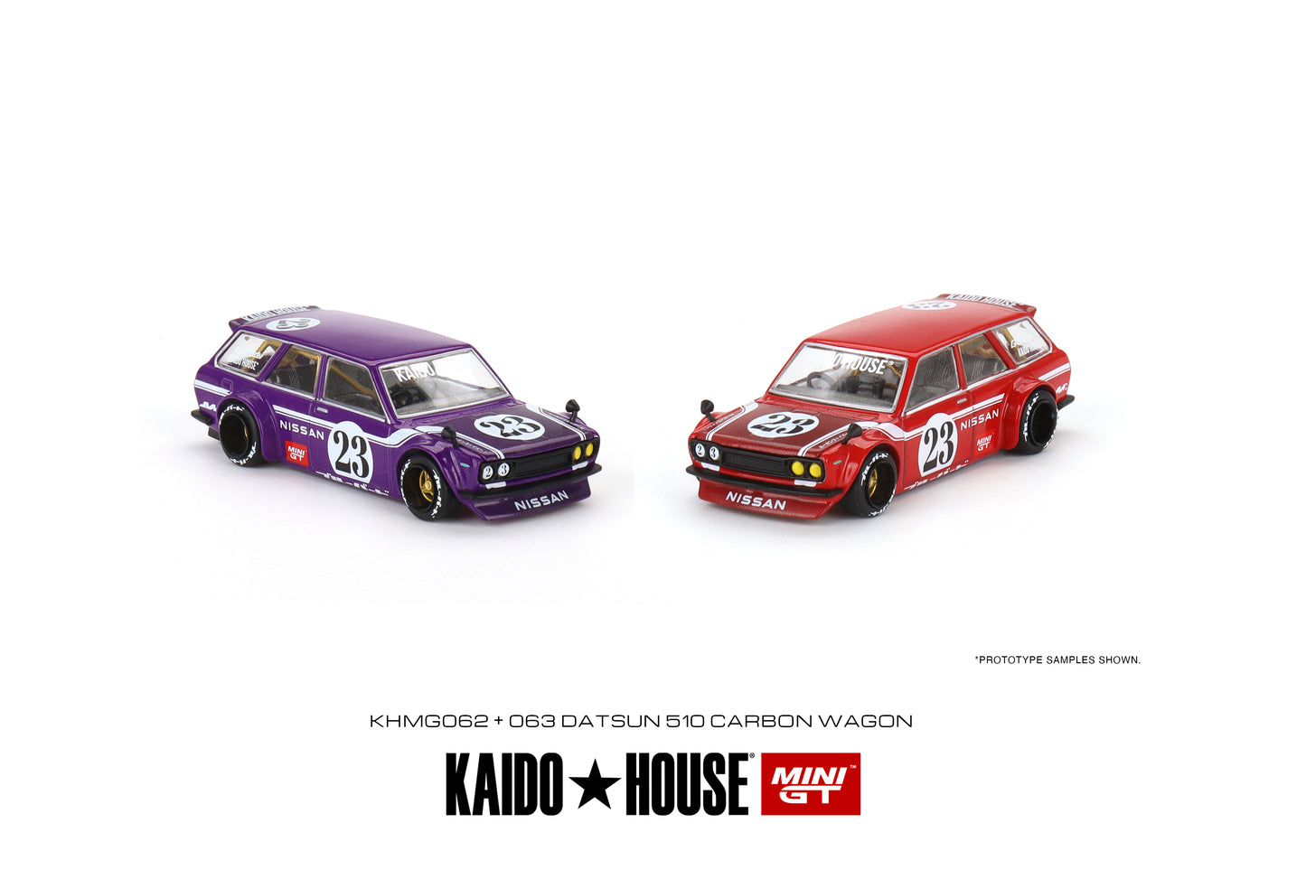 MiniGT X Kaido House 1:64 Datsun Kaido 510 Wagon Carbon Fiber V2 - Red