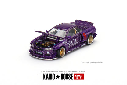 MiniGT x Kaido House 1:64 Nissan Skyline GT-R R34 Kaido Works V1 Purple