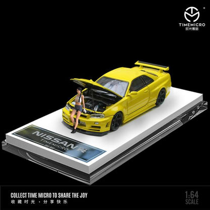 Time Micro 1:64 Nissan Skyline GT-R R34 With Opening Hood - 2 Colors