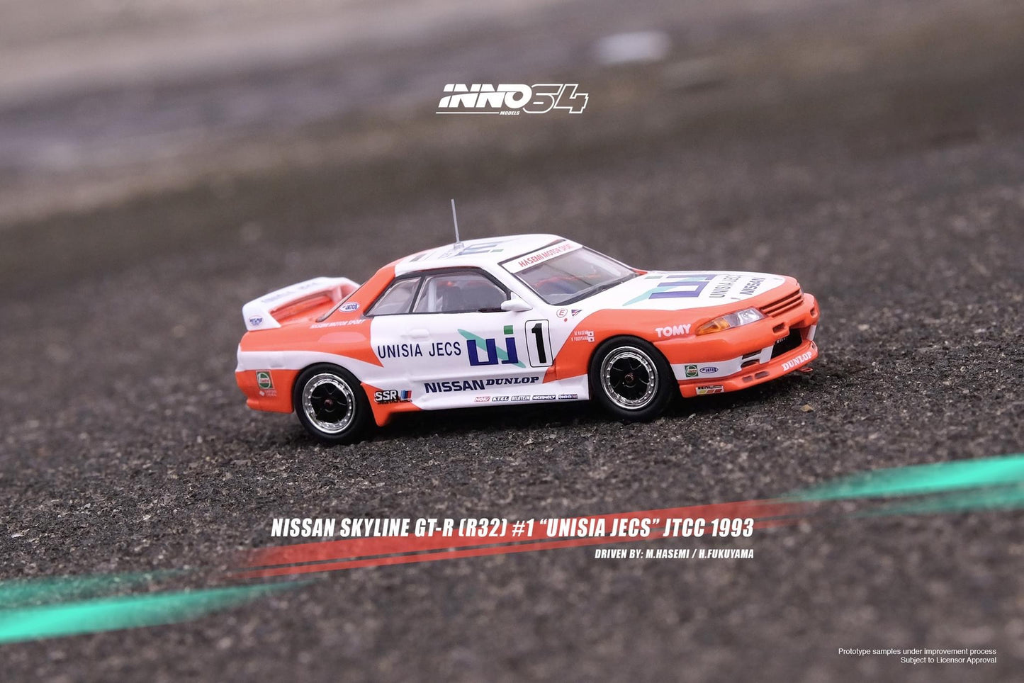 Inno64 1:64 Nissan Skyline GT-R (R32) #1 "UNISIA JECS" JTCC 1993 M. Hasemi / H. Fukuyama