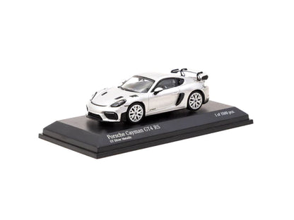 MiniChamps X Tarmac Works 1:64 Porsche Cayman GT4 RS GT Silver Metallic - Collab64