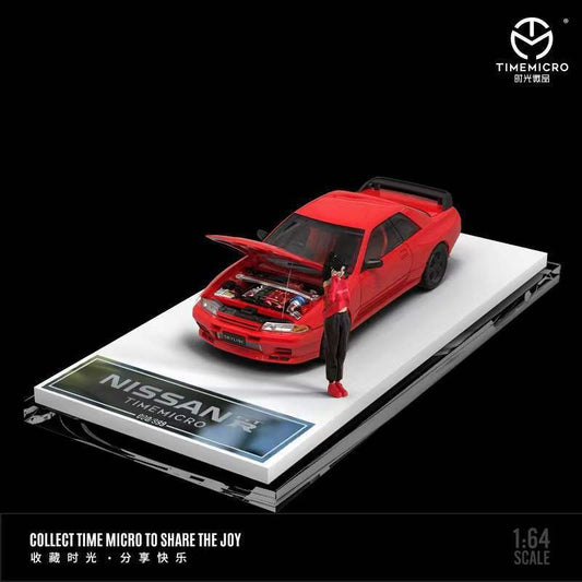 Time Micro 1:64 Nissan Skyline GT-R R32 With Opening Hood - Red *2 Styles*