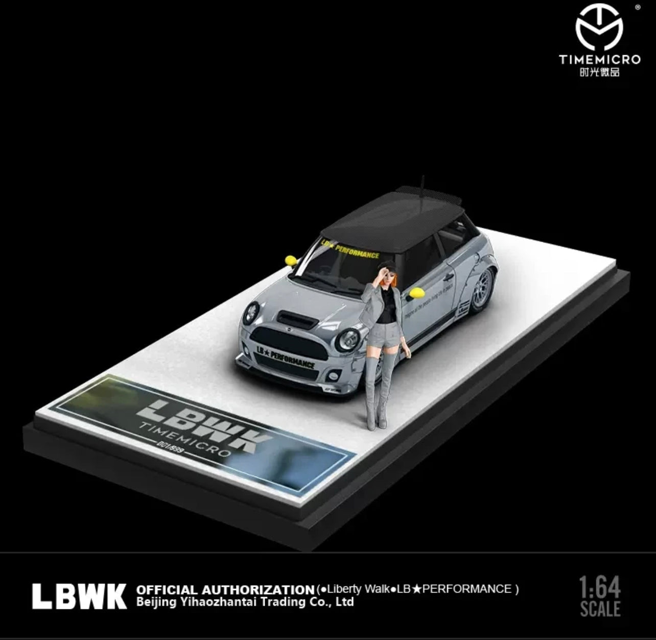 Time Micro 1:64 LBWK Mini Cooper Silver With Figure