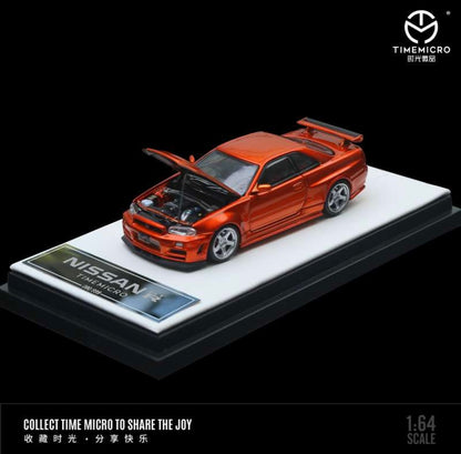 Time Micro 1:64 Nissan Skyline GT-R R34 With Opening Hood - 2 Colors