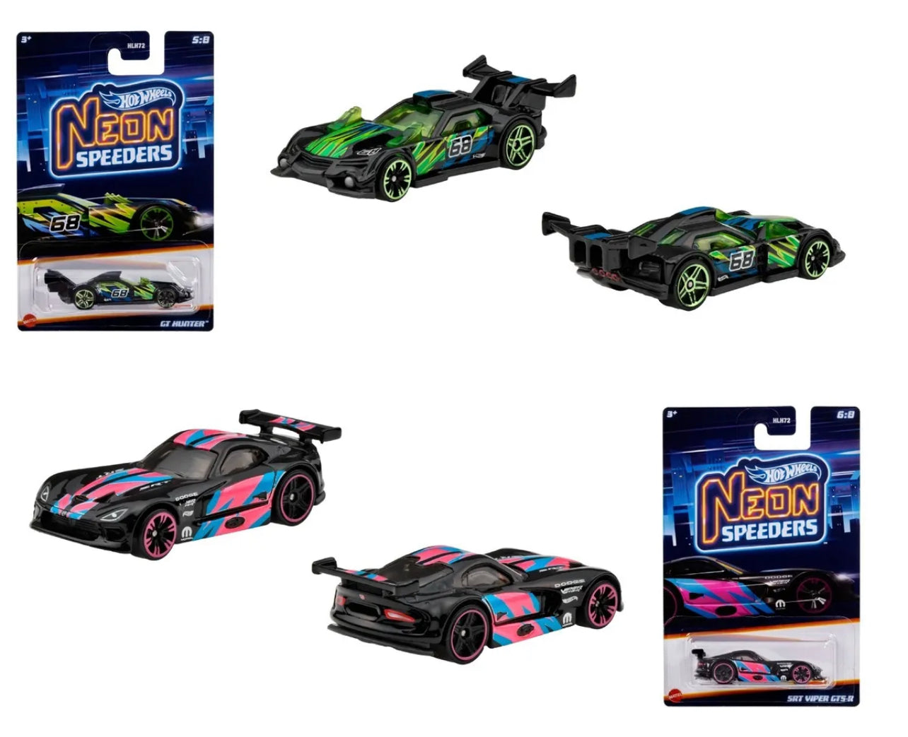 Hot Wheels 1:64 2023 Theme Series - Neon Speeders Set Of 8