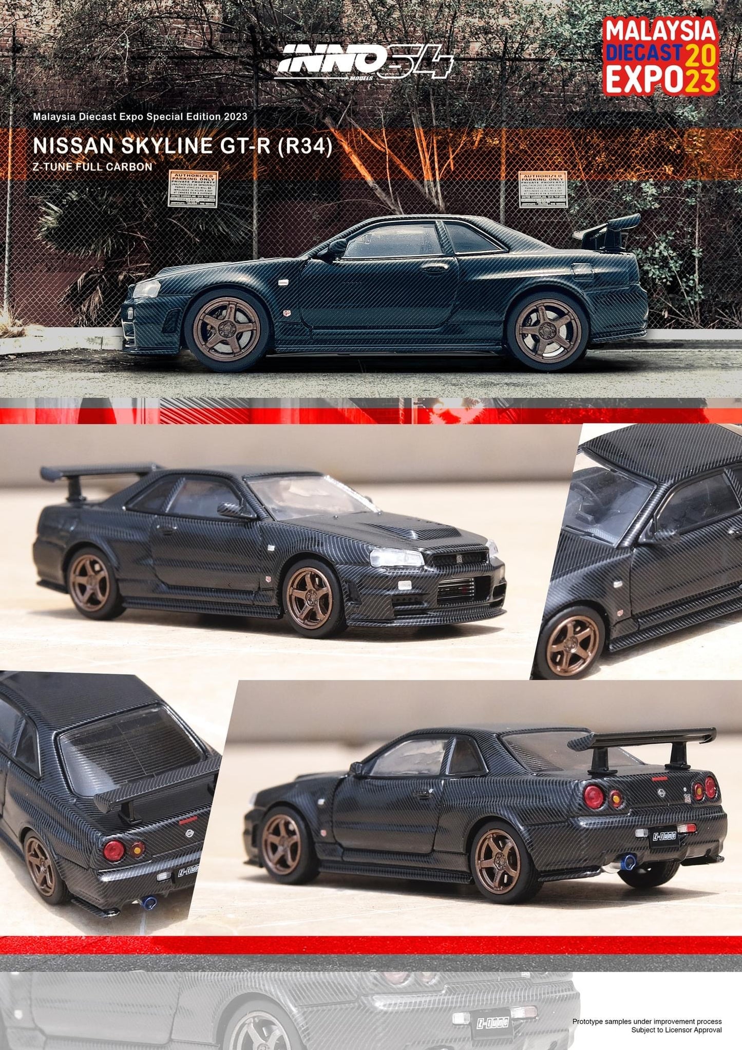 Inno64 1:64 Nissan Skyline GT-R (R34) Z-Tune Full Carbon - Malaysia Diecast Expo 2023 Event Edition *Sealed*