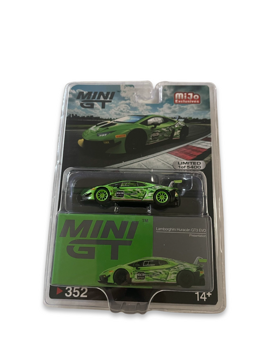 MiniGT 1:64 Lamborghini Huracán GT3 EVO Presentation Green MiJo Exclusive #352 CHASE