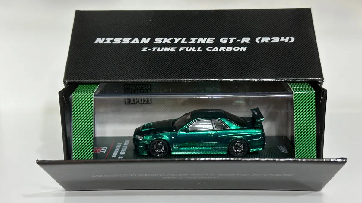 Inno64 Nissan Skyline GT-R R34 Z-Tune Full Green Carbon 2023 Malaysia Diecast Expo - *CHASE*