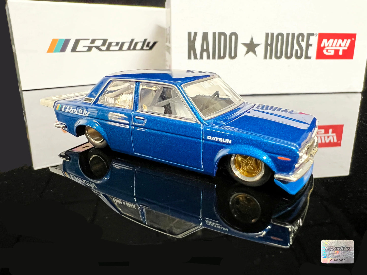 MiniGT X Kaido House 1:64 GPP Exclusive Limited GReddy Datsun 510 Kaido Pro Street Blue