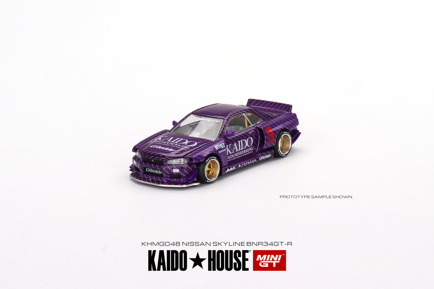 MiniGT x Kaido House 1:64 Nissan Skyline GT-R R34 Kaido Works V1 Purple