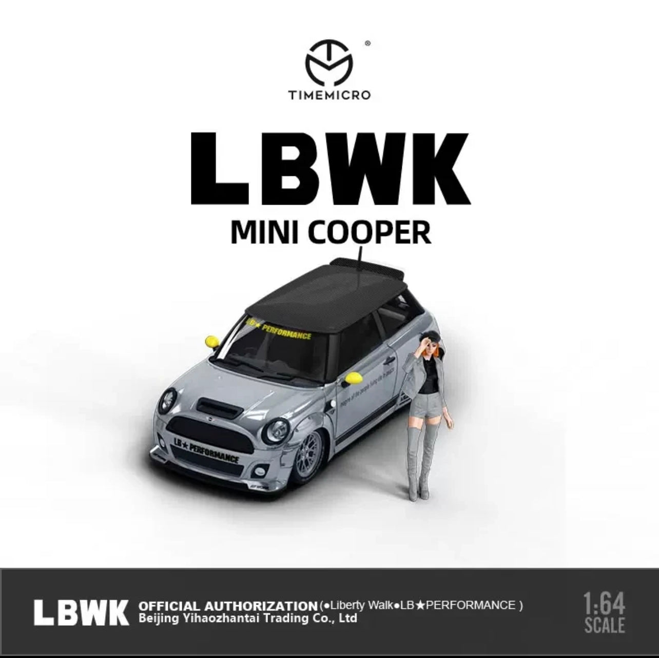 Time Micro 1:64 LBWK Mini Cooper Silver With Figure