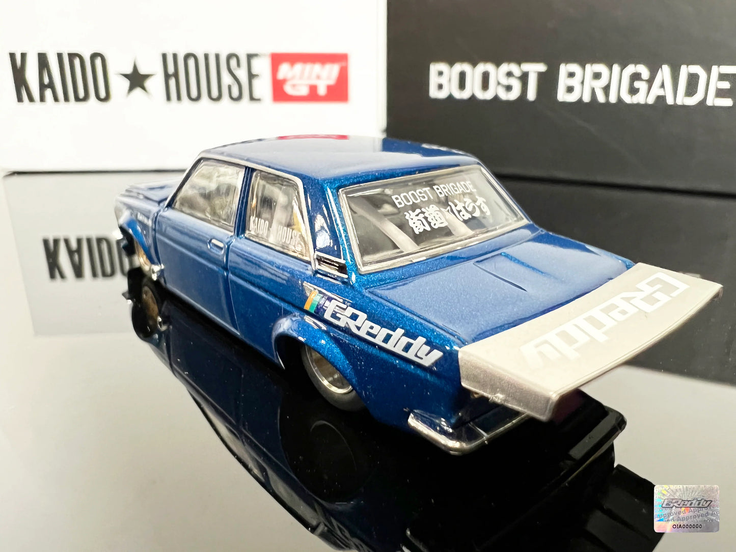 MiniGT X Kaido House 1:64 GPP Exclusive Limited GReddy Datsun 510 Kaido Pro Street Blue