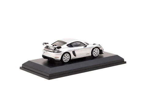 MiniChamps X Tarmac Works 1:64 Porsche Cayman GT4 RS GT Silver Metallic - Collab64