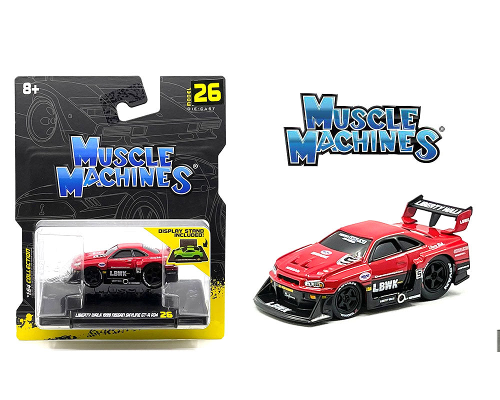 Muscle Machines 1:64 Liberty Walk 1999 Nissan Skyline GT-R R34 - Red