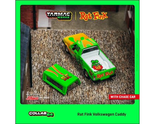 Tarmac Works X Schuco 1:64 VW Volkswagen Caddy Rat Fink – Green