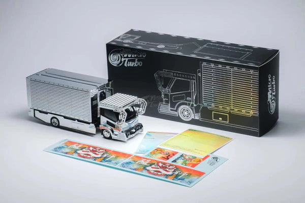 Micro Turbo 1:64 Dekotora Truck Gull-Wing Chrome Silver