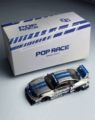 Pop Race 1:64 2026 Hong Kong Toy Car Salon Exclusive LB Super Silhouette S15 Silvia - Silver Chrome