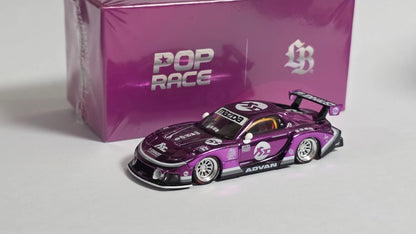 Pop Race 1:64 2026 Hong Kong Toy Car Salon Exclusive Mazda RX-7 FD3S LB Super Silhouette - Purple Chrome