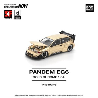Pop Race 1:64 Honda Pandem Civic EG6 Shop4Fun Manila Dinner Exclusive - Gold Chrome