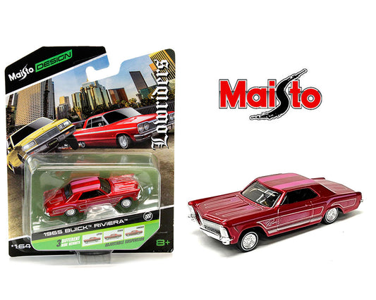 Maisto 1:64 Mijo Exclusive 1965 Buick Riviera RED Lowrider With Adjustable Axle