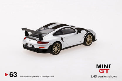 MiniGT 1:64 Porsche 911 GT2 RS Weissach Package GT Silver Metallic MiJo Exclusive #63