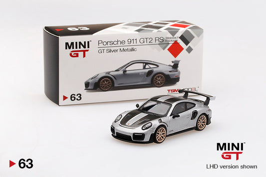 MiniGT 1:64 Porsche 911 GT2 RS Weissach Package GT Silver Metallic MiJo Exclusive #63
