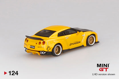 MiniGT Pandem Nissan GT-R (R35) Duck Tail Metallic Yellow w/ Carbon MiJo Exclusive #124