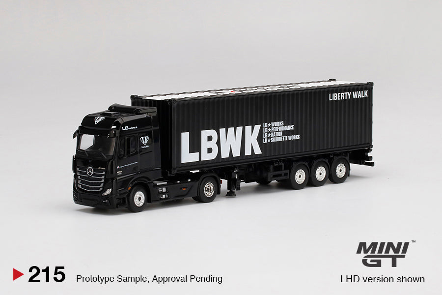 MiniGT 1:64 LBWK Mercedes Benz Actros w/ 40 Ft Container Liberty Walk #215 Black