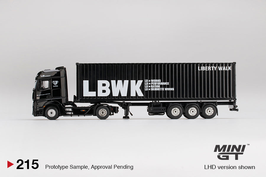 MiniGT 1:64 LBWK Mercedes Benz Actros w/ 40 Ft Container Liberty Walk #215 Black