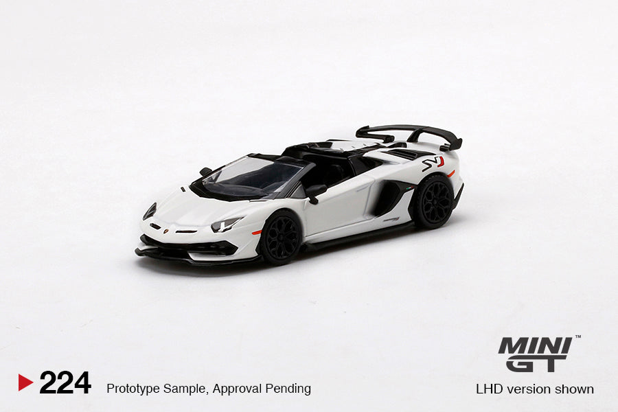 MiniGT Lamborghini Aventador SVJ Roadster Bianco Canopus MiJo Exclusive #224