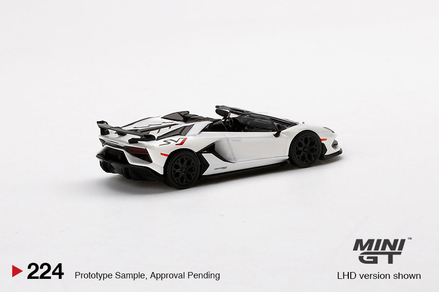 MiniGT Lamborghini Aventador SVJ Roadster Bianco Canopus MiJo Exclusive #224