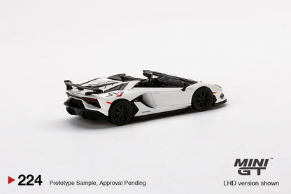 MiniGT Lamborghini Aventador SVJ Roadster Bianco Canopus MiJo Exclusive #224