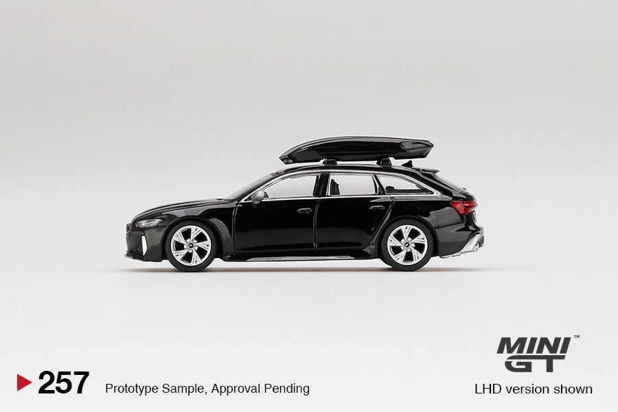 MiniGT 1:64 Audi RS 6 Avant Mythos Black Metallic w/ Roof Box MiJo Exclusive #257