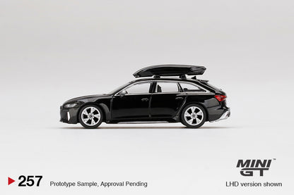 MiniGT 1:64 Audi RS 6 Avant Mythos Black Metallic w/ Roof Box MiJo Exclusive #257