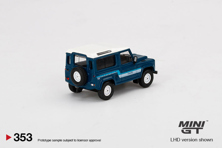 MiniGT Land Rover Defender 90 County Wagon Stratos Blue MiJo Exclusive #353