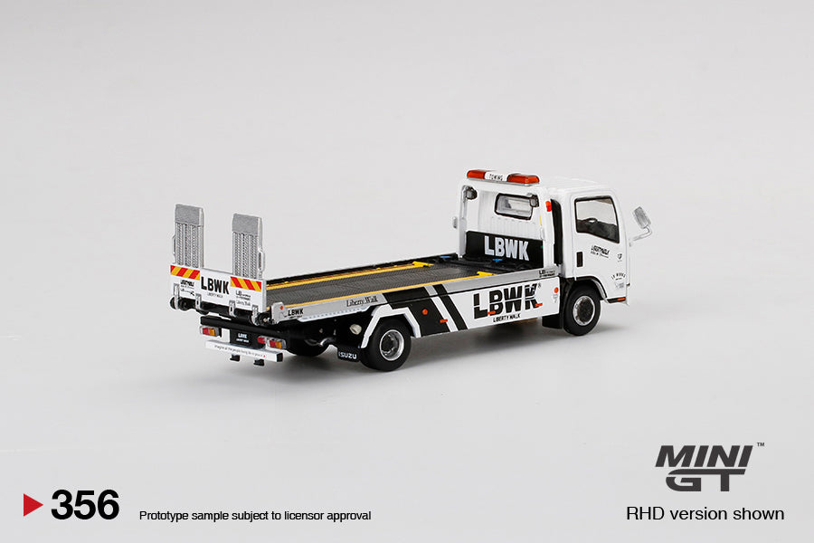 MiniGT Isuzu N-Series Flatbed Vehicle Transporter LBWK White #356