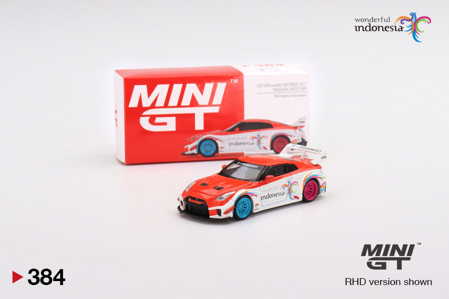 MiniGT 1:64 Indonesia Exclusive LB Silhouette Works GT Nissan 35GT-RR Ver.1 "Wonderful Indonesia" Limited Edition #384
