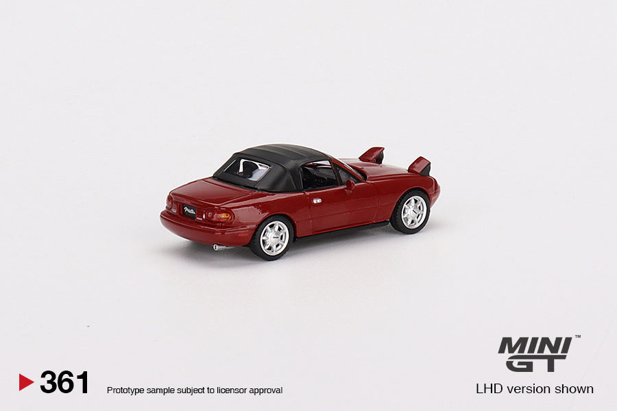 MiniGT Mazda Miata MX-5 (NA) Classic Red Headlight Up / Soft Top MiJo Exclusive #361