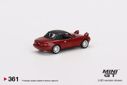 MiniGT Mazda Miata MX-5 (NA) Classic Red Headlight Up / Soft Top MiJo Exclusive #361