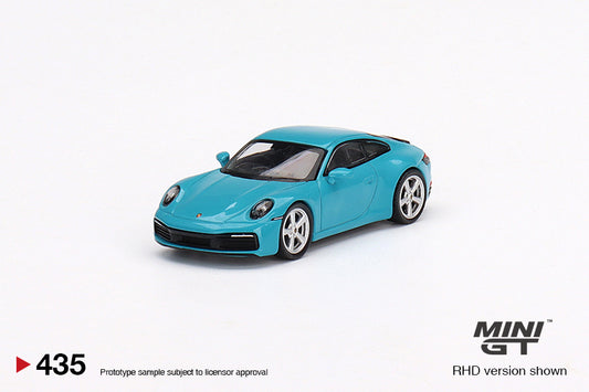 MiniGT 1:64 Porsche 911 (992) Carrera S Miami Blue - MiJo Exclusive #435