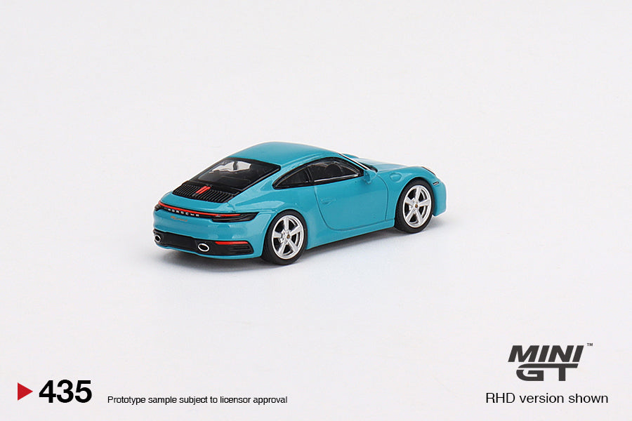 MiniGT 1:64 Porsche 911 (992) Carrera S Miami Blue - MiJo Exclusive #435