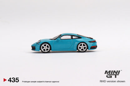 MiniGT 1:64 Porsche 911 (992) Carrera S Miami Blue - MiJo Exclusive #435