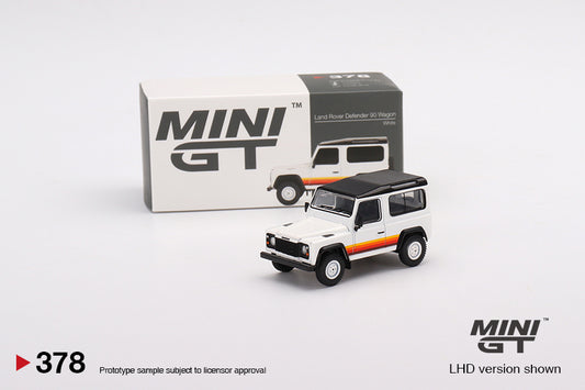 MiniGT 1:64 Land Rover Defender 90 Wagon White - MiJo Exclusive #378