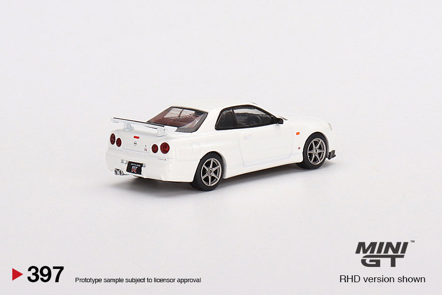 MiniGT 1:64 Nissan Skyline GT-R (R34) V-Spec N1 White - MiJo Exclusive #397