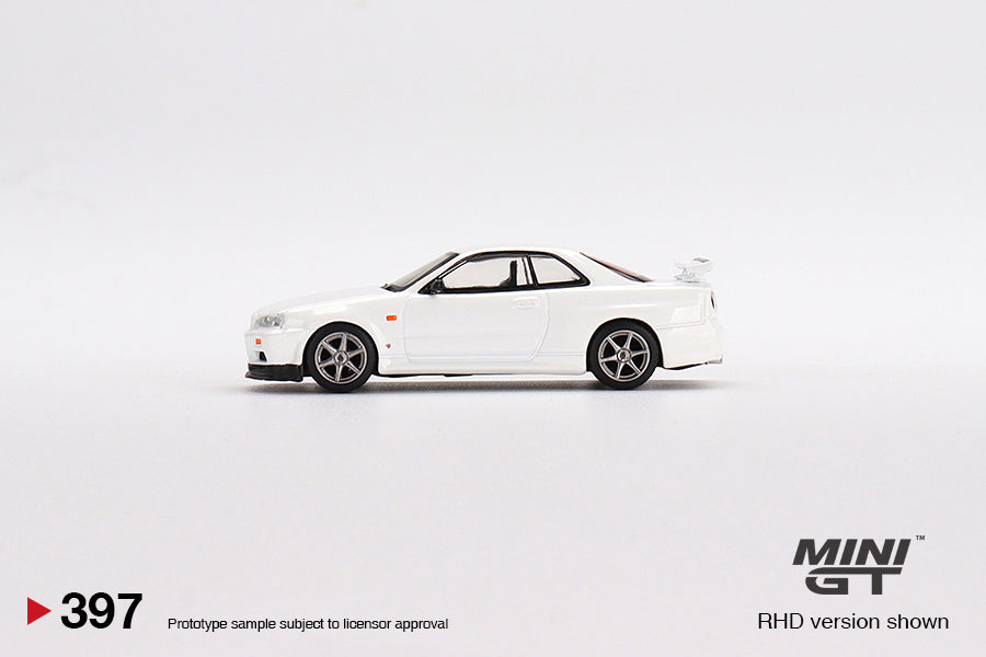 MiniGT 1:64 Nissan Skyline GT-R (R34) V-Spec N1 White - MiJo Exclusive #397