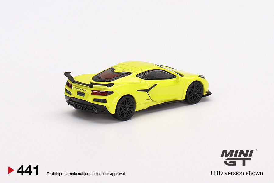 MiniGT 1:64 2023 Chevrolet Corvette Z06 Accelerate Yellow – MiJo Exclusive #441