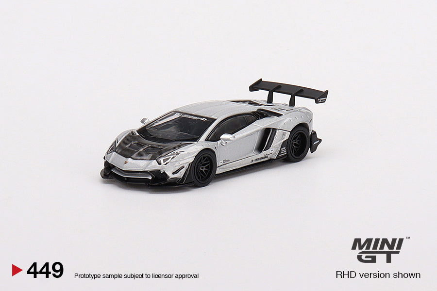 MiniGT 1:64 LB Works Lamborghini Aventador Limited Edition Matte Silver - MiJo Exclusive #449