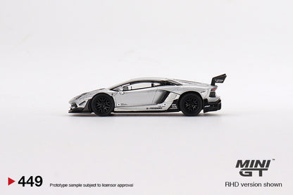 MiniGT 1:64 LB Works Lamborghini Aventador Limited Edition Matte Silver - MiJo Exclusive #449